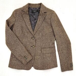 WEEKEND MAX MARA Herringbone Wool Silk Blazer Jacket,  size 12
